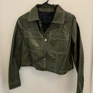 SOFT PATENT ARMY GREEN JACKET